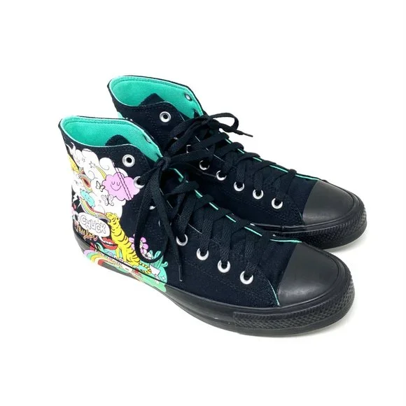 Converse Men's Size 9 171271F CTAS PSYCHEDELIC HOOPS Black Canvas Hi Top Sneaker - Picture 2 of 10